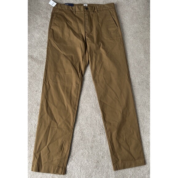 Gap Chino Pants Mens 34x34 Brown Straight Stretch Midrise Career Office Staple - Picture 3 of 6